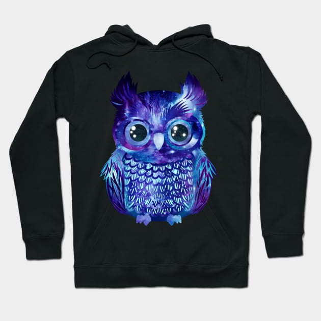 Galaxy blue owl Hoodie by Morishasha